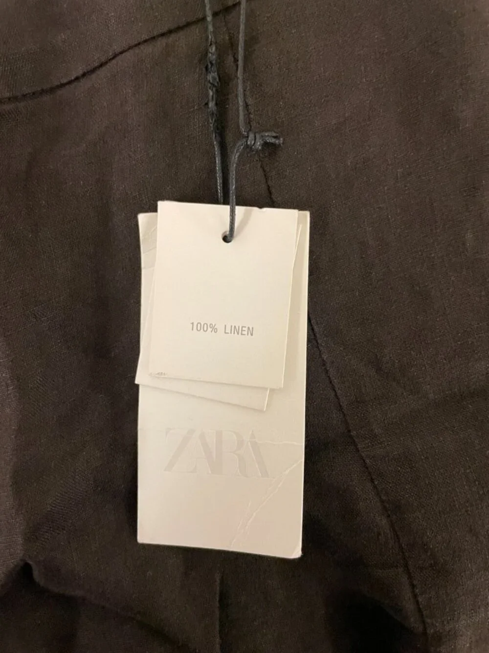 Zara ZW Collection Women Balloon Pants XL Brown Wide Leg 100% Linen 7627/242 NWT